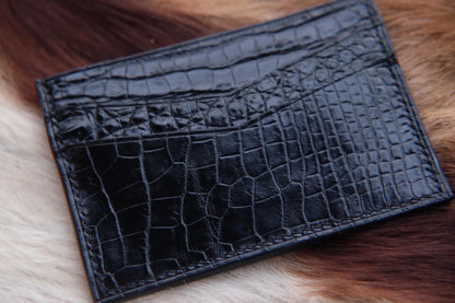 BESPOKE GENUINE NAVY BLACK CROCODILE CARD HOLDER WALLET HDWA37