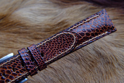 BESPOKE GENUINE BROWN OSTRICH LEG SKIN LEATHER STRAP HDOL05