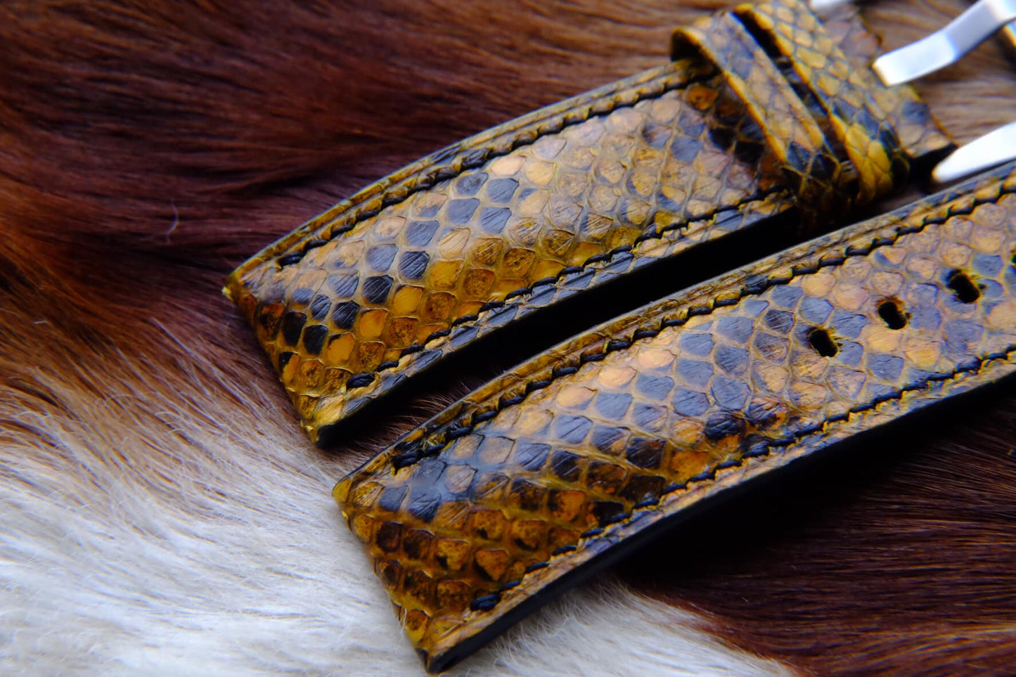 BESPOKE GENUINE YELLOW PYTHON SKIN LEATHER STRAP HDPS07