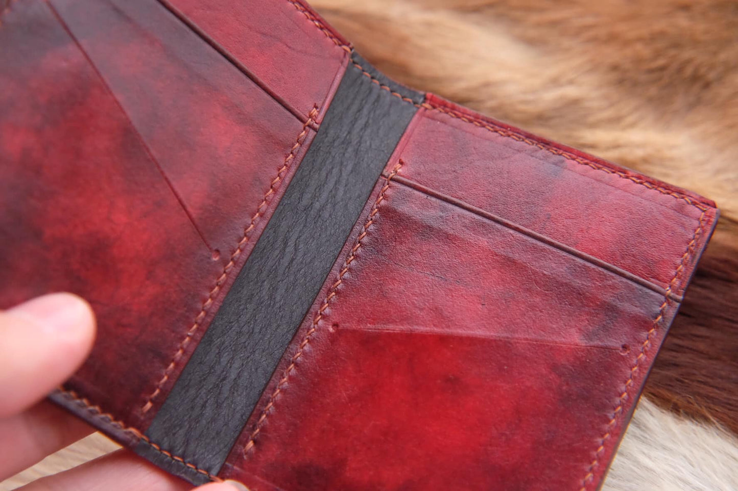 BESPOKE GENUINE RED COW LEATHER BIFOLD MAN WALLET HDWA28