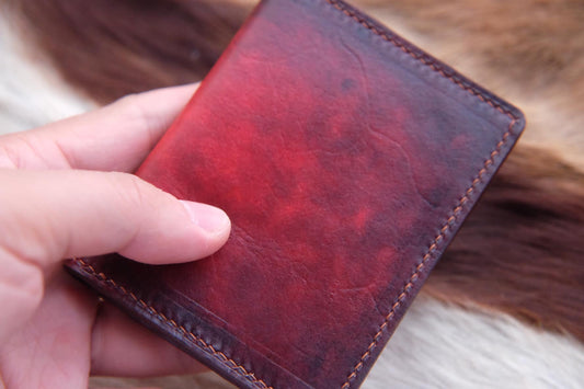 BESPOKE GENUINE RED COW LEATHER BIFOLD MAN WALLET HDWA28