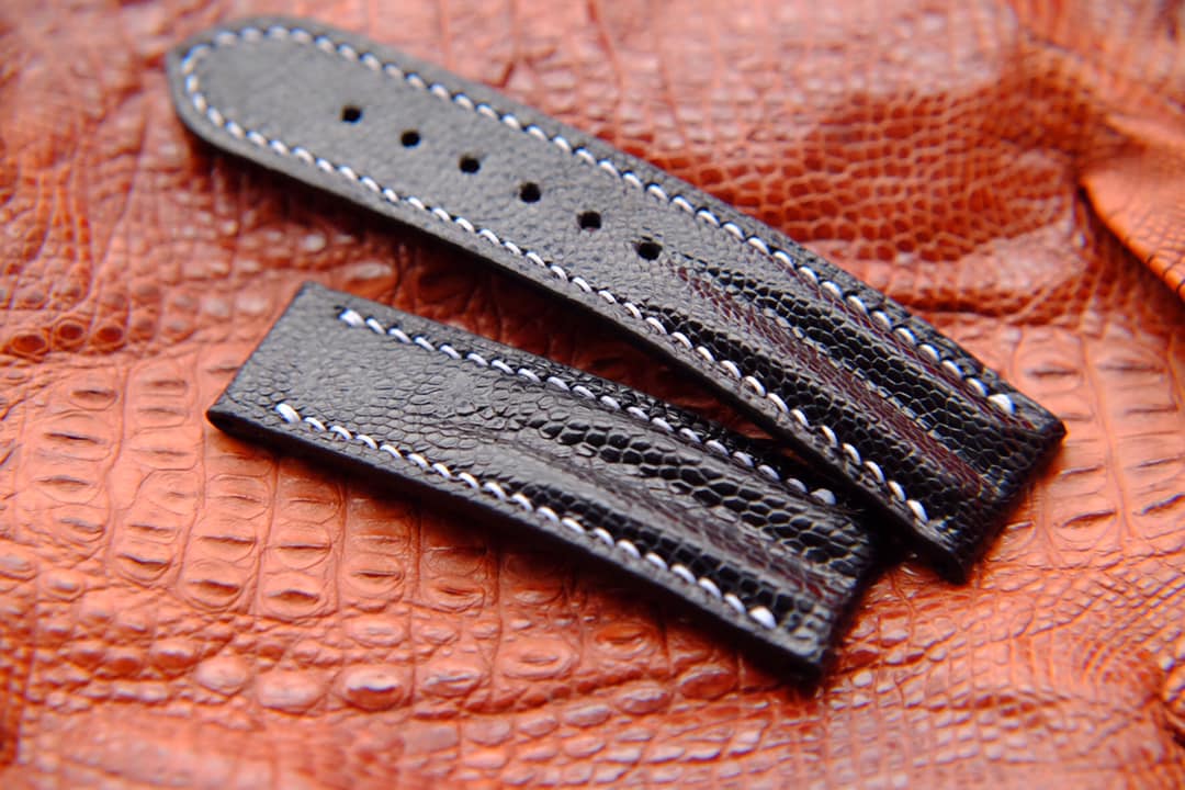 BESPOKE GENUINE BLACK CROCODILE SKIN LEATHER STRAP FOR OMEGA CLASP HDOS19