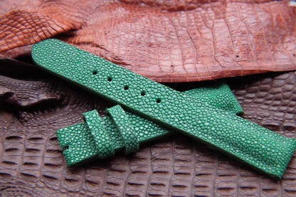 BESPOKE GENUINE NO PEARL GREEN STINGRAY LEATHER WATCH STRAP HDST10