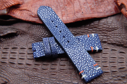 BESPOKE GENUINE NO PEARL BLUE STINGRAY LEATHER WATCH STRAP HDST11