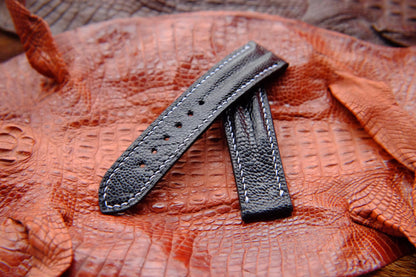 BESPOKE GENUINE BLACK CROCODILE SKIN LEATHER STRAP FOR OMEGA CLASP HDOS19