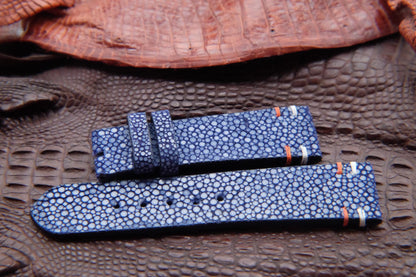 BESPOKE GENUINE NO PEARL BLUE STINGRAY LEATHER WATCH STRAP HDST11