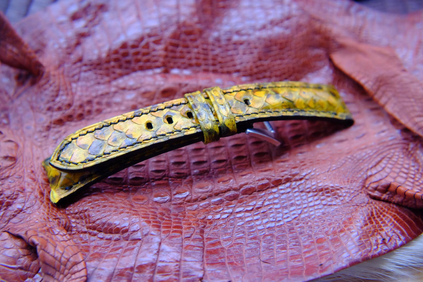 BESPOKE GENUINE YELLOW PYTHON SKIN LEATHER STRAP HDPS06