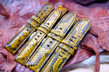 BESPOKE GENUINE YELLOW PYTHON SKIN LEATHER STRAP HDPS06