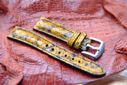 BESPOKE GENUINE YELLOW PYTHON SKIN LEATHER STRAP HDPS06