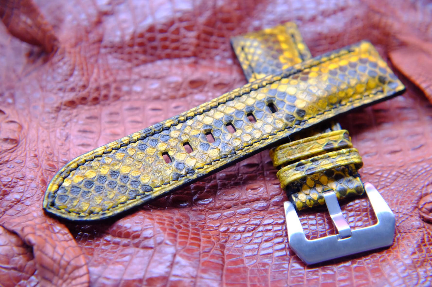 BESPOKE GENUINE YELLOW PYTHON SKIN LEATHER STRAP HDPS06