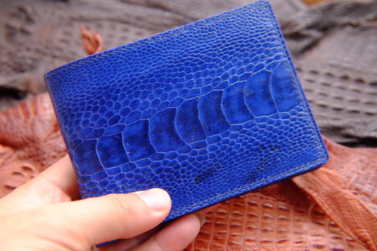 BESPOKE GENUINE BLUE OSTRICH BIFOLD MAN WALLET HDWA26