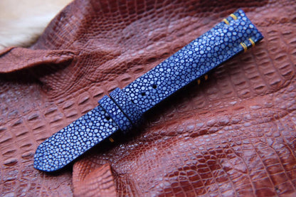 BESPOKE GENUINE NO PEARL BLUE STINGRAY LEATHER WATCH STRAP HDST14