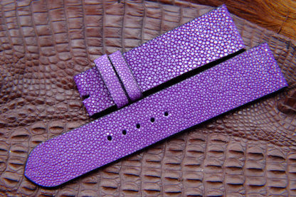 BESPOKE GENUINE NO PEARL PURPLE STINGRAY LEATHER WATCH STRAP HDST16