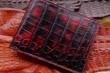 BESPOKE GENUINE RED CROCODILE BIFOLD MAN WALLET HDWA27