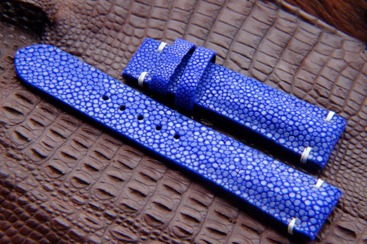 BESPOKE GENUINE NO PEARL BLUE STINGRAY LEATHER WATCH STRAP HDST14