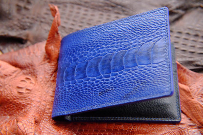 BESPOKE GENUINE BLUE OSTRICH BIFOLD MAN WALLET HDWA26