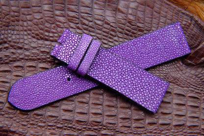 BESPOKE GENUINE NO PEARL PURPLE STINGRAY LEATHER WATCH STRAP HDST16