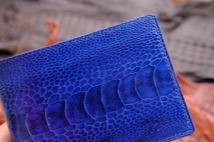 BESPOKE GENUINE BLUE OSTRICH BIFOLD MAN WALLET HDWA26