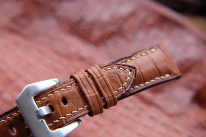 BESPOKE DARK BROWN CROCODILE LEATHER WATCH STRAP HDCS48