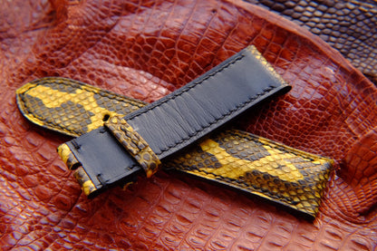 BESPOKE GENUINE YELLOW PYTHON SKIN LEATHER STRAP HDPS05