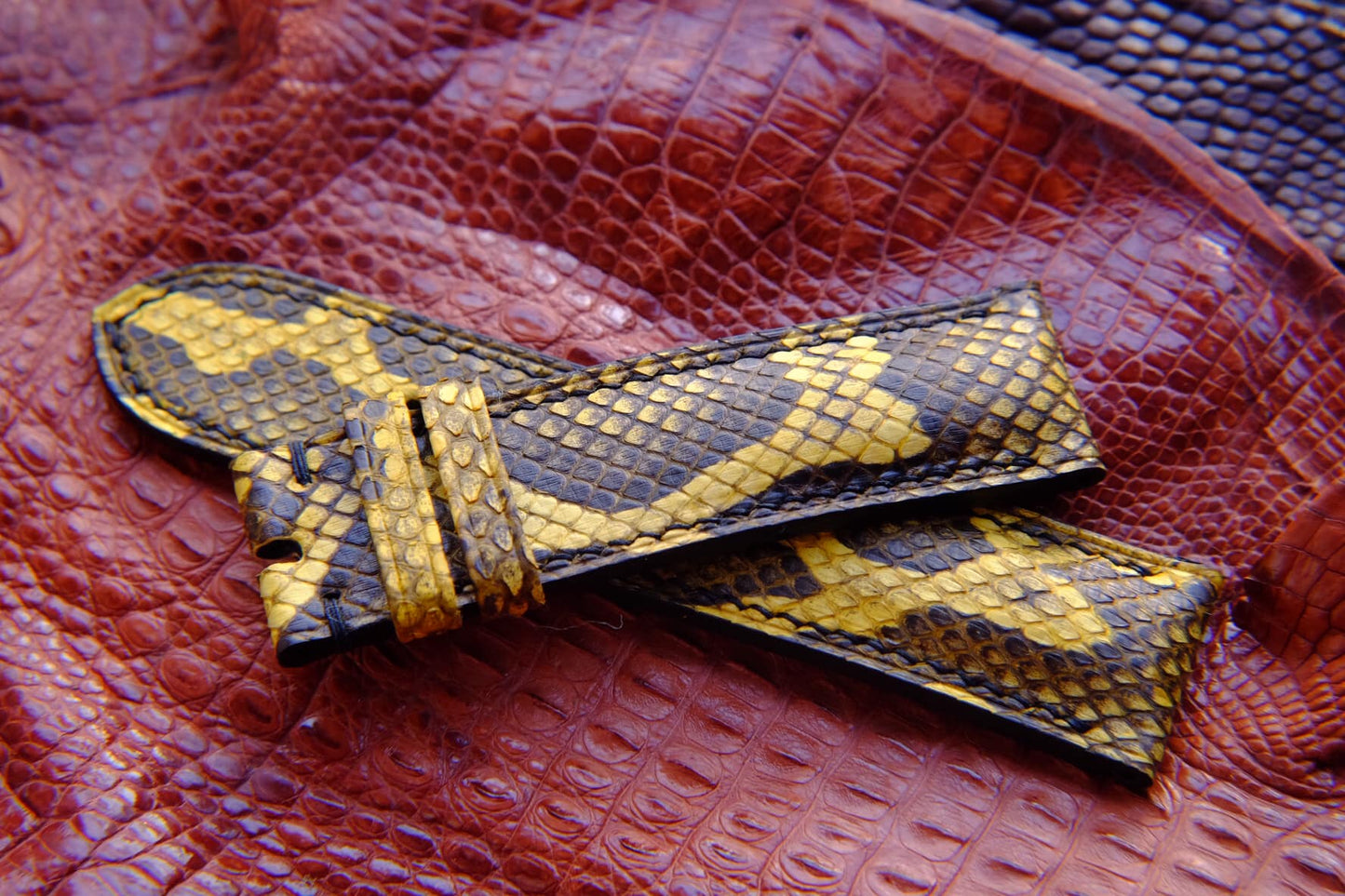 BESPOKE GENUINE YELLOW PYTHON SKIN LEATHER STRAP HDPS05