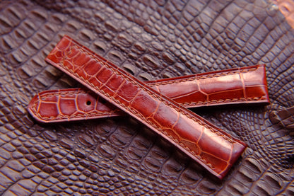 BESPOKE GENUINE ORANGE CROCODILE SKIN LEATHER STRAP FOR OMEGA CLASP HDOS09