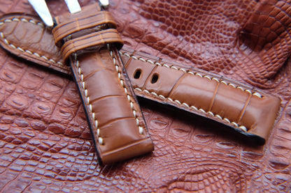 BESPOKE DARK BROWN CROCODILE LEATHER WATCH STRAP HDCS48