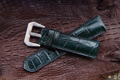 BESPOKE DARK GREEN CROCODILE LEATHER WATCH STRAP HDCS54