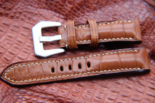 BESPOKE DARK BROWN CROCODILE LEATHER WATCH STRAP HDCS48