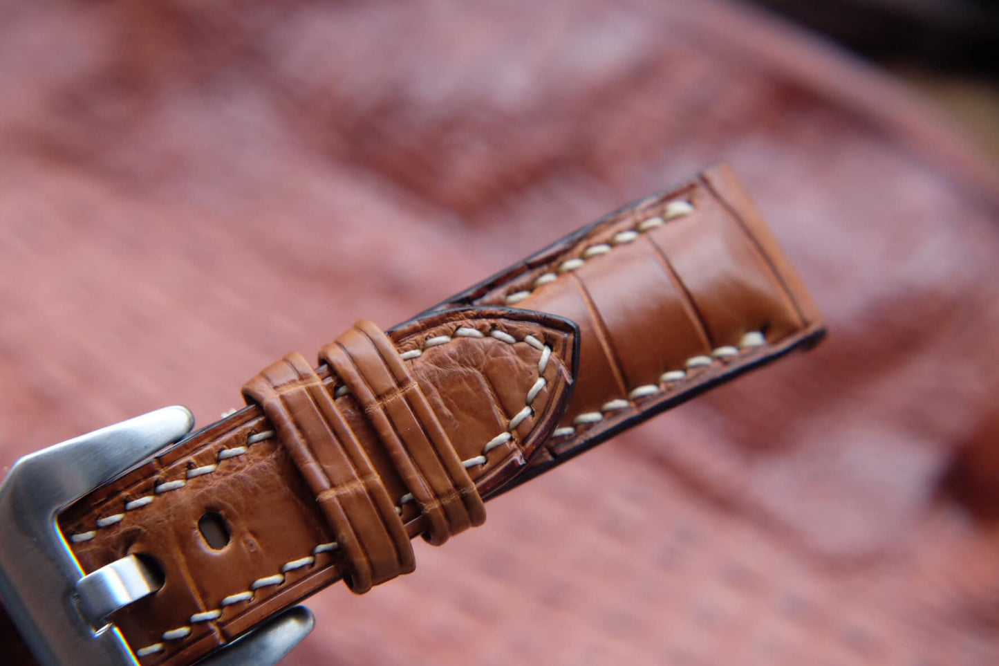 BESPOKE DARK BROWN CROCODILE LEATHER WATCH STRAP HDCS48