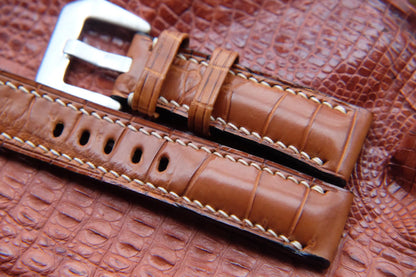 BESPOKE DARK BROWN CROCODILE LEATHER WATCH STRAP HDCS48