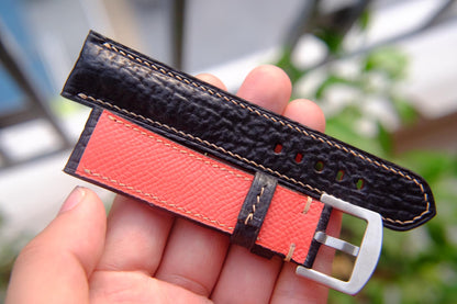 BESPOKE GENUINE BLACK SHARK SKIN LEATHER WATCH STRAP HDSH05