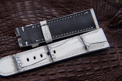 BESPOKE WHITE CROCODILE LEATHER WATCH STRAP HDCS53