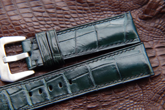 BESPOKE DARK GREEN CROCODILE LEATHER WATCH STRAP HDCS54