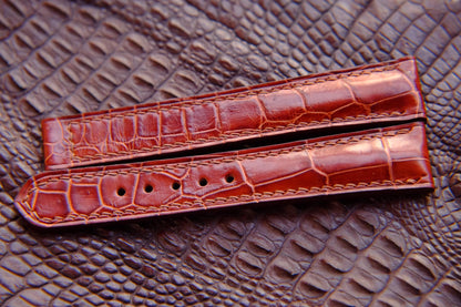 BESPOKE RED BROWN CROCODILE LEATHER WATCH STRAP HDCS62