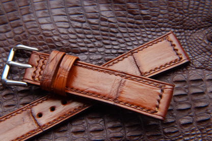 BESPOKE BROWN CROCODILE LEATHER WATCH STRAP HDCS71