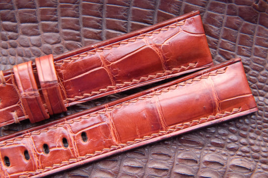 BESPOKE BROWN CROCODILE LEATHER WATCH STRAP HDCS59