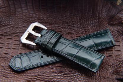 BESPOKE DARK GREEN CROCODILE LEATHER WATCH STRAP HDCS54