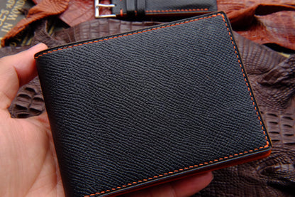 BESPOKE GENUINE BLACK COW LEATHER BIFOLD MAN WALLET HDWA25