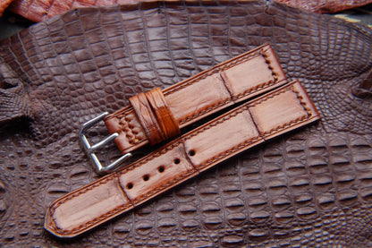 BESPOKE BROWN CROCODILE LEATHER WATCH STRAP HDCS71