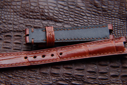 BESPOKE BROWN CROCODILE LEATHER WATCH STRAP HDCS65