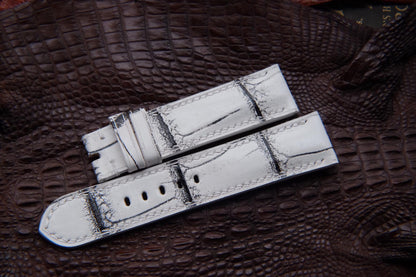 BESPOKE WHITE CROCODILE LEATHER WATCH STRAP HDCS53