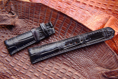 BESPOKE BLACK CROCODILE LEATHER WATCH STRAP HDCS57