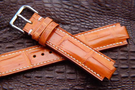 BESPOKE ORANGE CROCODILE LEATHER WATCH STRAP HDCS69