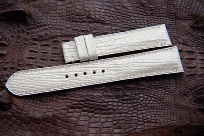 BESPOKE GENUINE WHITE SHARK SKIN LEATHER WATCH STRAP HDSH09