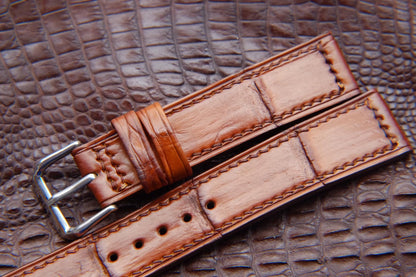 BESPOKE BROWN CROCODILE LEATHER WATCH STRAP HDCS71