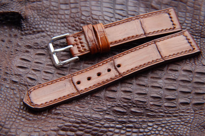 BESPOKE BROWN CROCODILE LEATHER WATCH STRAP HDCS71