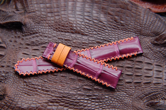 BESPOKE RED CROCODILE LEATHER WATCH STRAP HDCS70