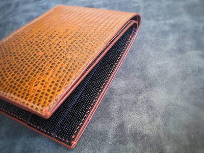 BESPOKE GENUINE ORANGE LIZARD BIFOLD MAN WALLET HDWA24