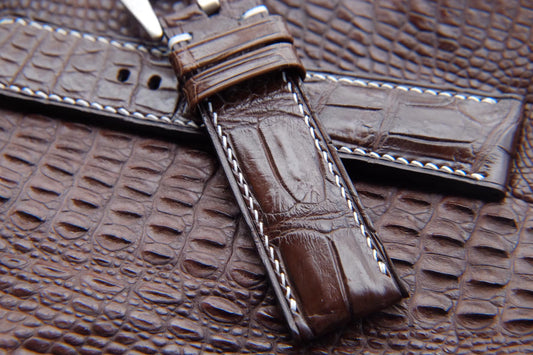 BESPOKE DARK BROWN CROCODILE LEATHER WATCH STRAP HDCS47